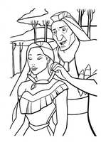 coloriage le pere de pocahontas lui donne un talisman